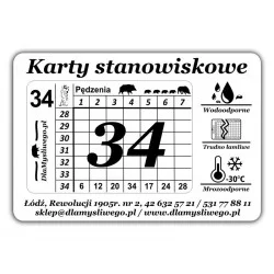 KOMPLET KART STANOWISKOWYCH - 34 Zamów dziś
