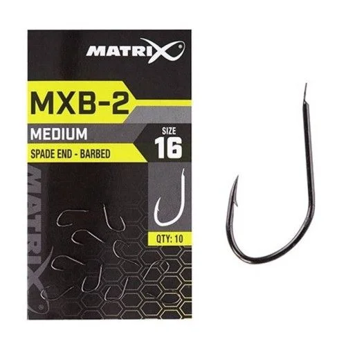 Haczyki Matrix MXB-2 Size 16 Barbed Spade (Blk) Bezpieczne zakupy