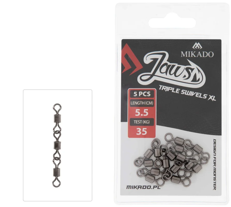 Niska cena Krętliki do Dozbrojek Mikado Jaws Triple Swivels 5.5cm 35kg XL