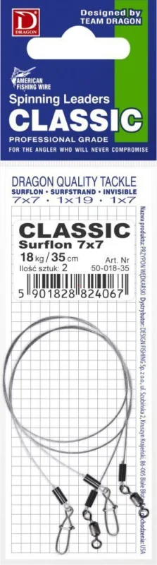 Ostatnia szansa Przypon DRAGON 7x7 Surflon A.F.W. 12kg CLASSIC 25cm 50-012-25