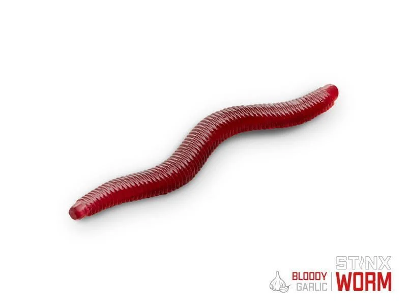 Guma Robak Delphin B! StinxWORM 50szt/4cm/BLOODY - Garlic Dostępne od ręki