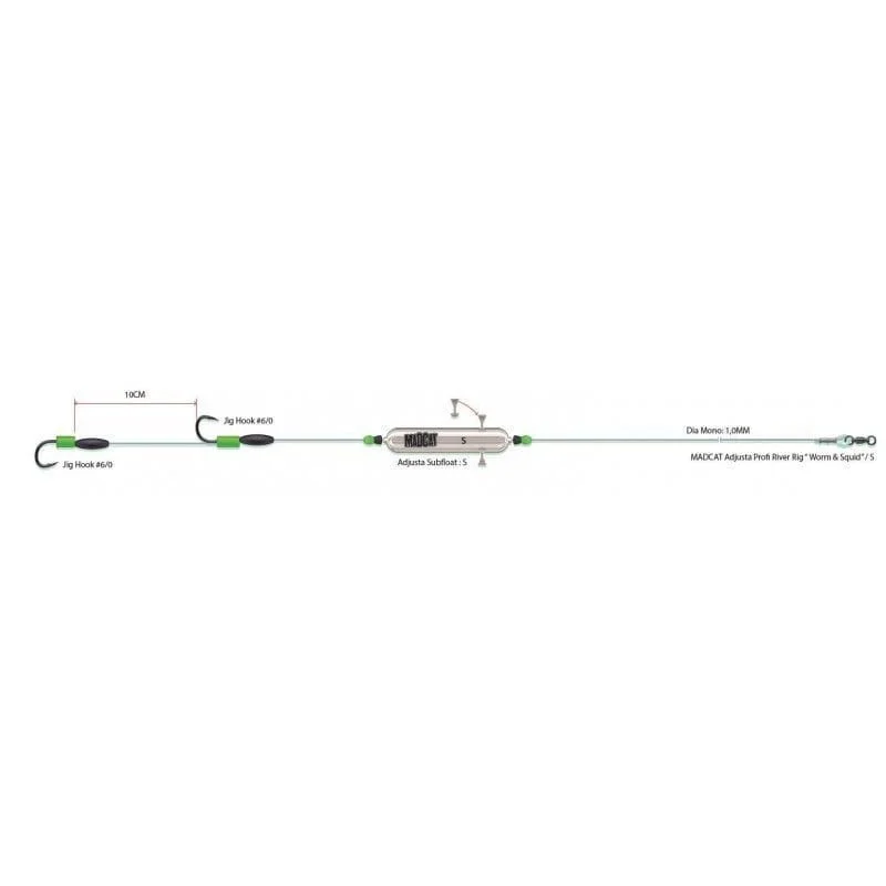 Zestaw Sumowy Madcat Adjusta Profi River Rig "Worm&Squid" 180cm / 1mm - 6/0+6/0 Tani