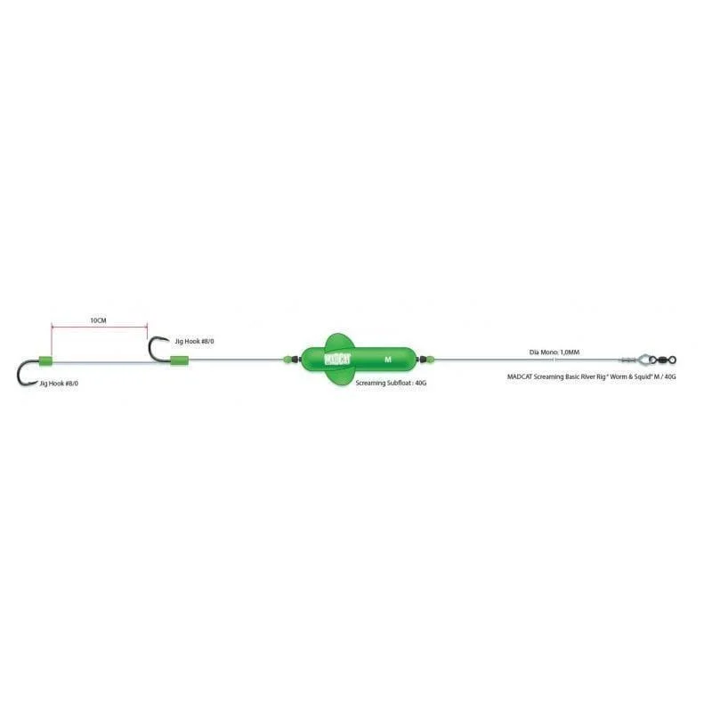Zestaw Sumowy Madcat Screaming Basic RIver Rig "Worm&Squid" 160cm / 1mm - 8/0+8/0 Rabat