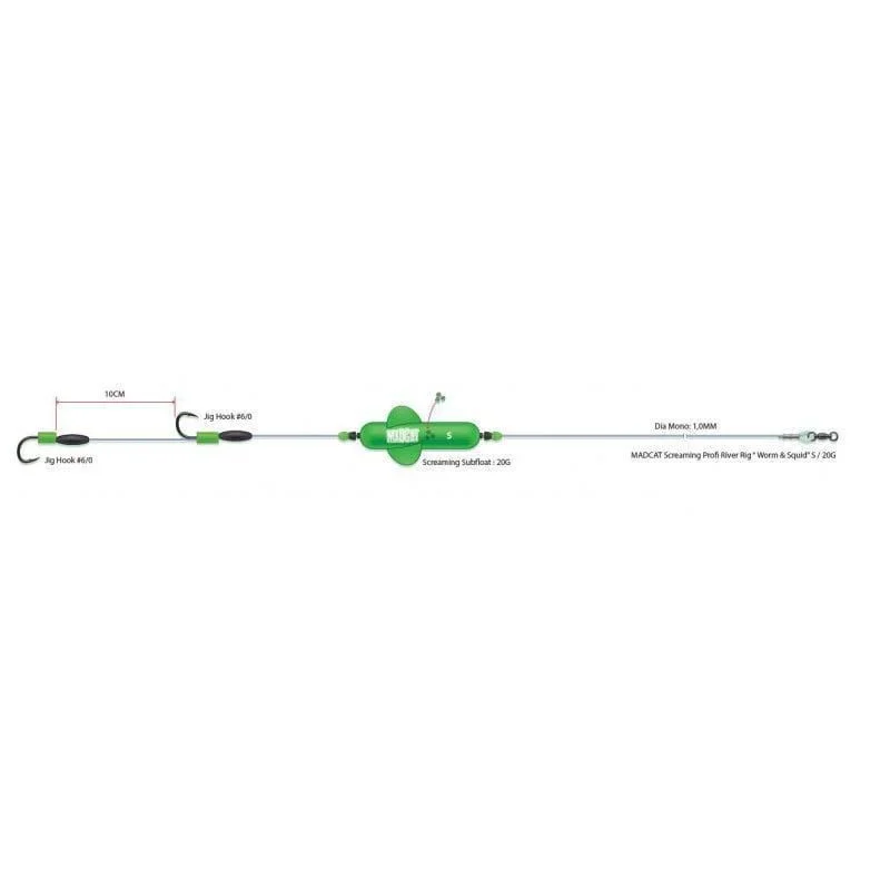 Hit sprzedaży Zestaw Sumowy Madcat Screaming Profi River Rig "Worm&Squid" 180cm / 1mm - 6/0+6/0