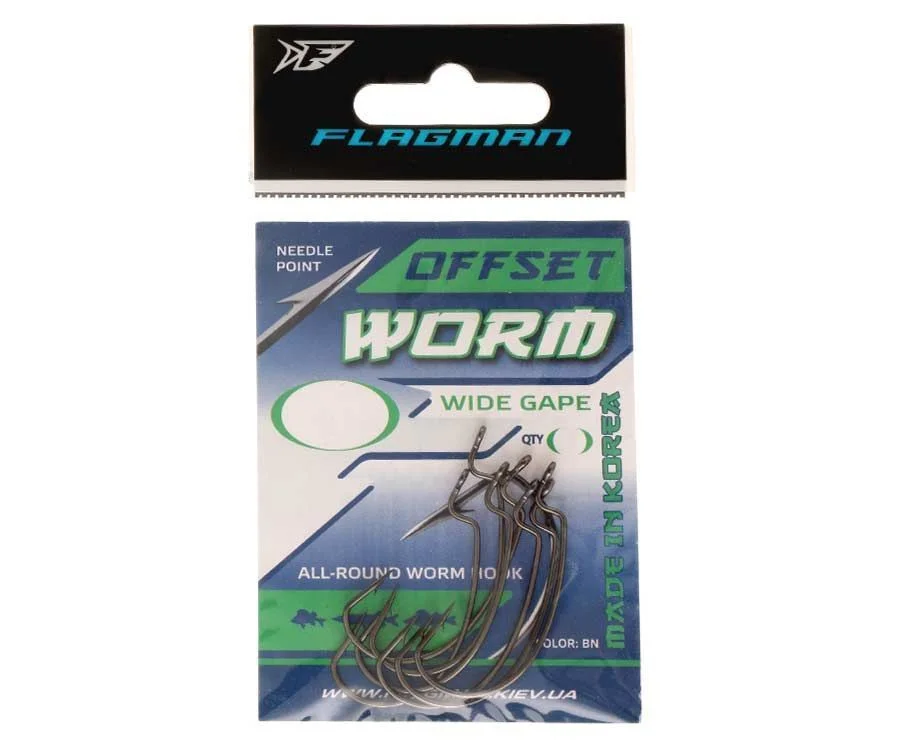 Haczyki FLAGMAN Worm Offset Hook #1/0 6szt. Premium