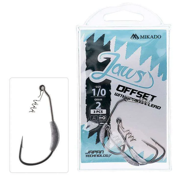 Darmowa dostawa Haczyki Mikado Jaws Offset z Wkrętem i Obciążeniem #3/0 5g