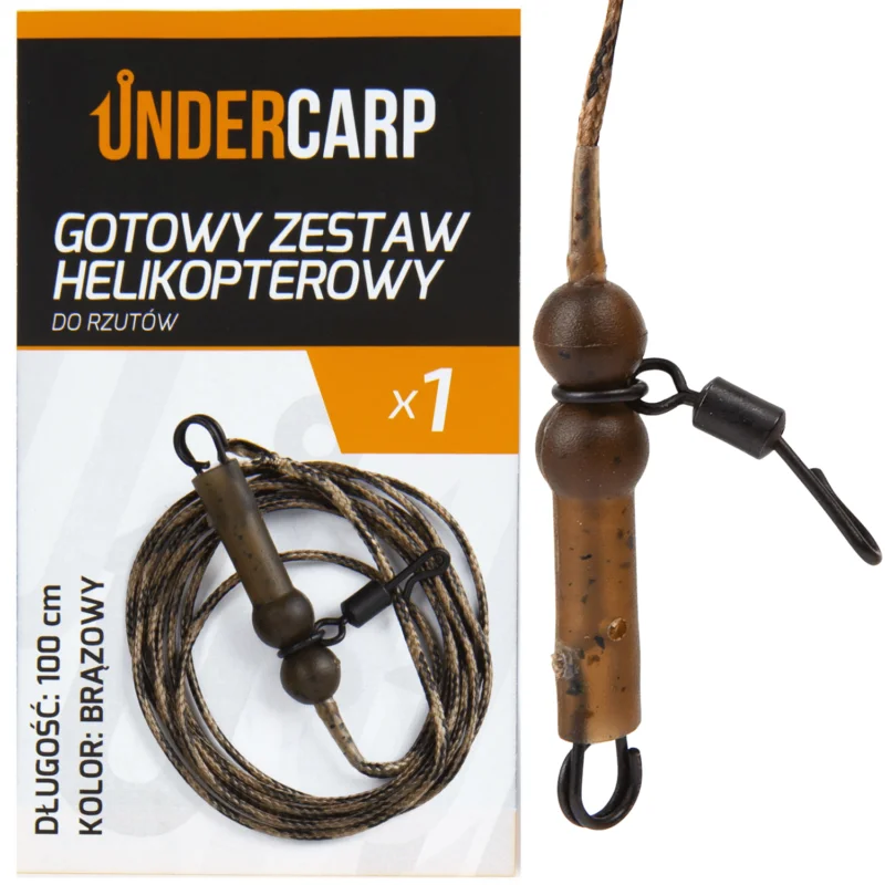 UnderCarp Gotowy zestaw karpiowy helikopterowy do rzutów brązowy 100 cm Zniżka