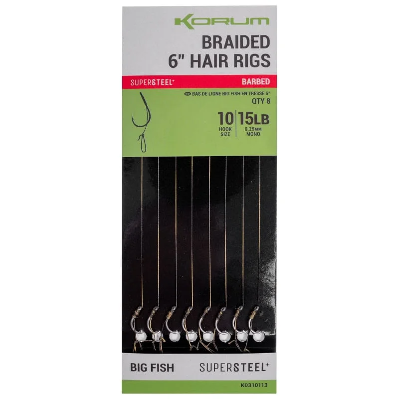 Nowość Korum Przypony Z Plecionki Braided Hair Rigs Big Fish Barbed Nr12