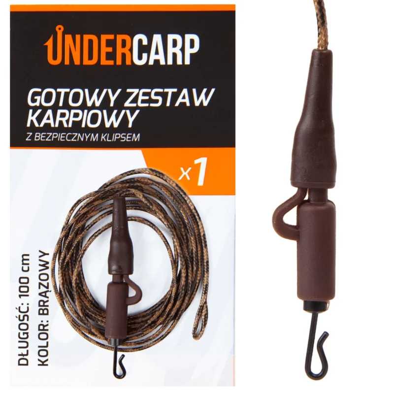 Zamów dziś UnderCarp Gotowy zestaw karpiowy z bezpiecznym klipsem brązowy 100 cm