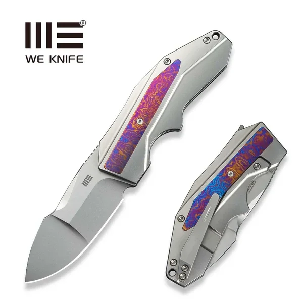 Obniżka ceny Nóż składany WeKnife Coral SLT Gray Titanium/Timascus, Polished Bead Blasted CPM 20CV by Gustavo T. Cecchini (WE24044-4)