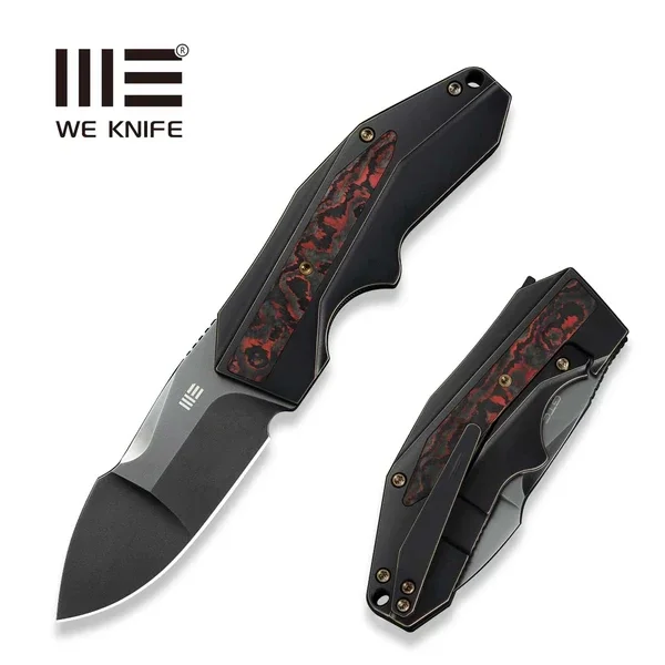 Nóż składany WeKnife Coral SLT Black Titanium/Lava Flow Fat Carbon, Polished Gray CPM 20CV by Gustavo T. Cecchini (WE24044-3) Bezpieczne zakupy