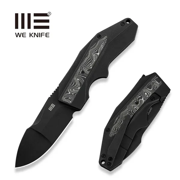 Wybór klientów Nóż składany WeKnife Coral Black Titanium/Aluminium Foil Carbon Fiber, Black Stonewashed CPM 20CV by Gustavo T. Cecchini (WE24044-1)