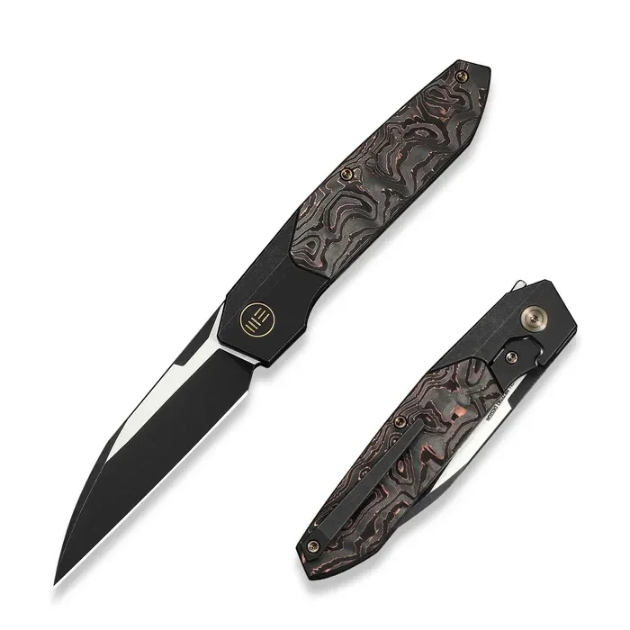 Nóż składany WeKnife Brr15 Black Titanium/Copper Foil Carbon Fiber, Black Stonewashed/Satin M390 by Rafal Brzeski (WE24007-1) Darmowy zwrot