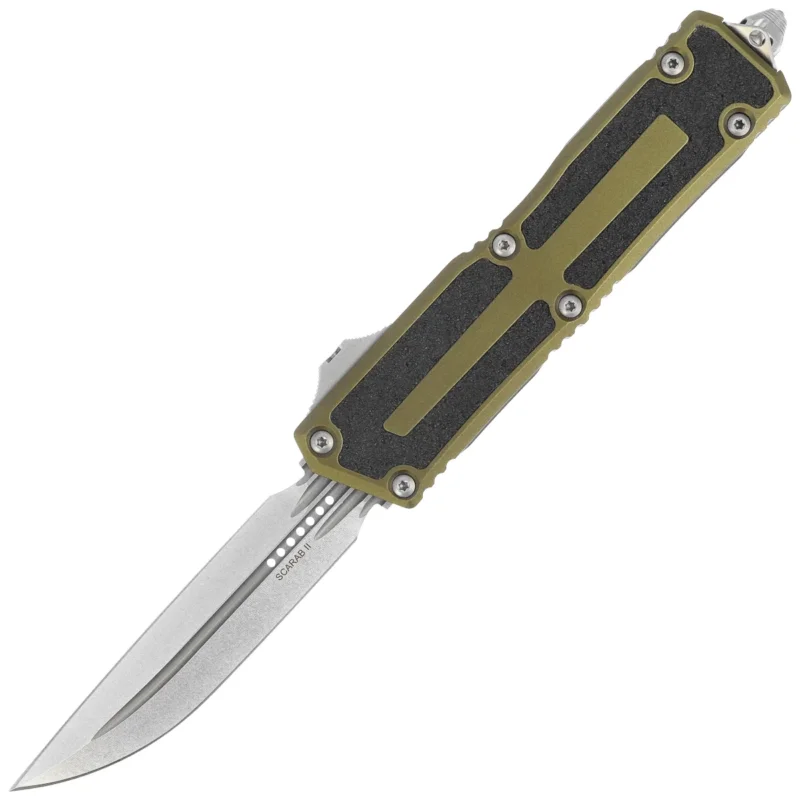 Microtech Scarab II Gen III D/E-S OTF Knife OD Green Aluminum, Stonewashed M390MK by Tony Marfione (1180-10OD) Wyprzedaż