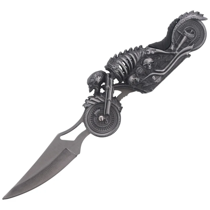 Nóż składany z latarką Martinez Albainox Moto Skeleton Gray Zamak, Laser Ornament 3Cr13Mov (18063) Zamów dziś