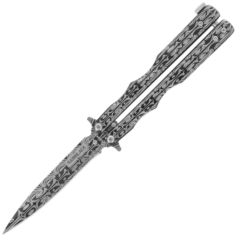 Promocja Nóż składany motylek Martinez Albainox Rainblack Balisong Printed Steel, Printed 3Cr13Mov (02281)