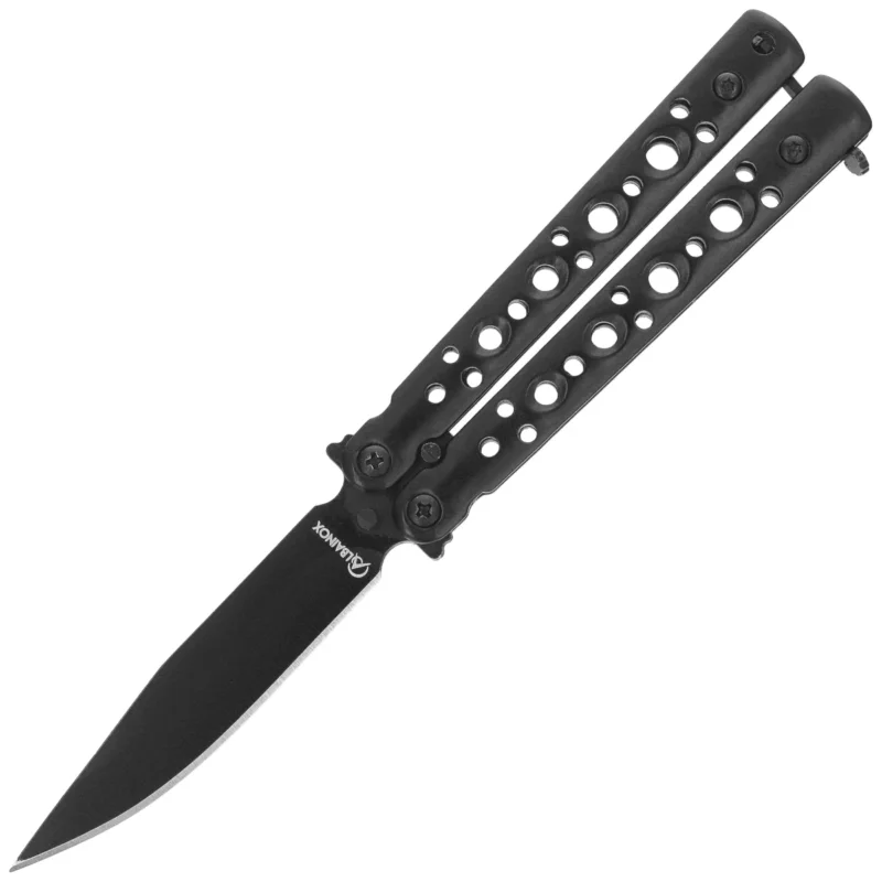 Nóż składany motylek Martinez Albainox Balisong Black Steel, Black 3Cr13Mov (02225) Tani