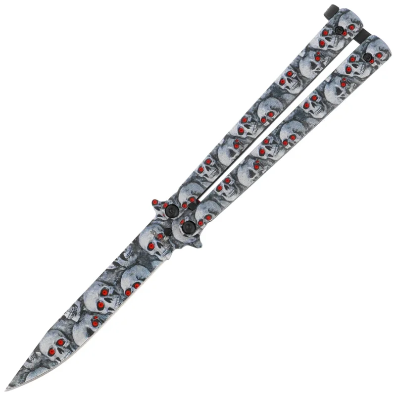 Dodaj do koszyka Nóż składany motylek Martinez Albainox Balisong 3D Skulls Printed Steel, 3D Skulls Printed 3Cr13Mov (02220)
