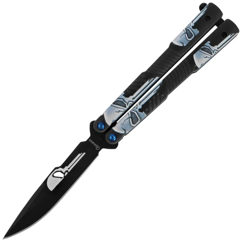 Nóż składany motylek Martinez Albainox Balisong Skulls Black Aluminium, Black 3Cr13Mov (02201) Tylko dziś