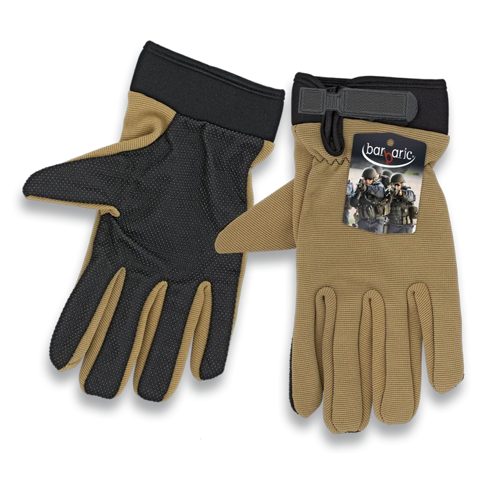 Rękawiczki Barbaric Velcro/Anti-Slip Adjustment Coyote Polyester (30594-CO) Ostatnia szansa