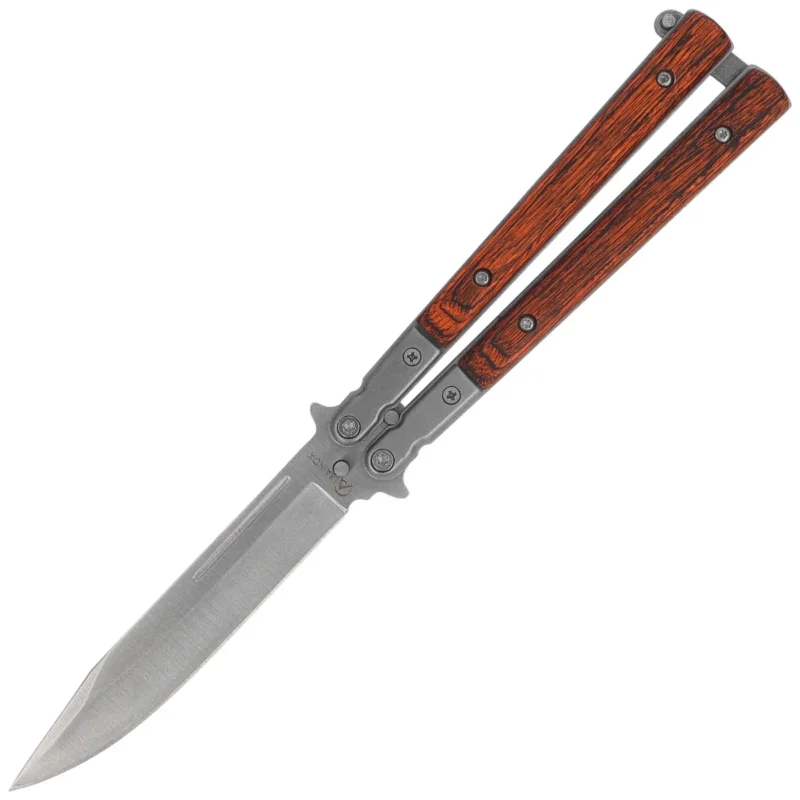 Dostępne od ręki Martinez Albainox Balisong Knife Red Micarta, Satin 3Cr13Mov (02071)