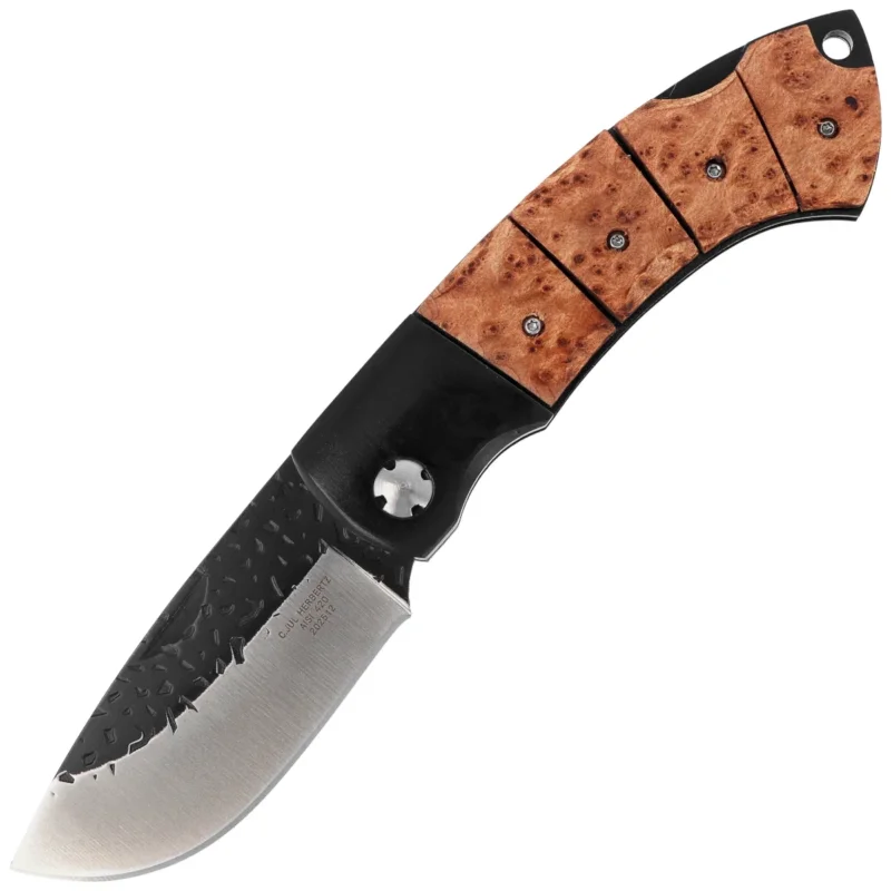 Nie przegap Nóż składany Herbertz CJH Birch Root Wood, Satin/Forged 420 (10000668)
