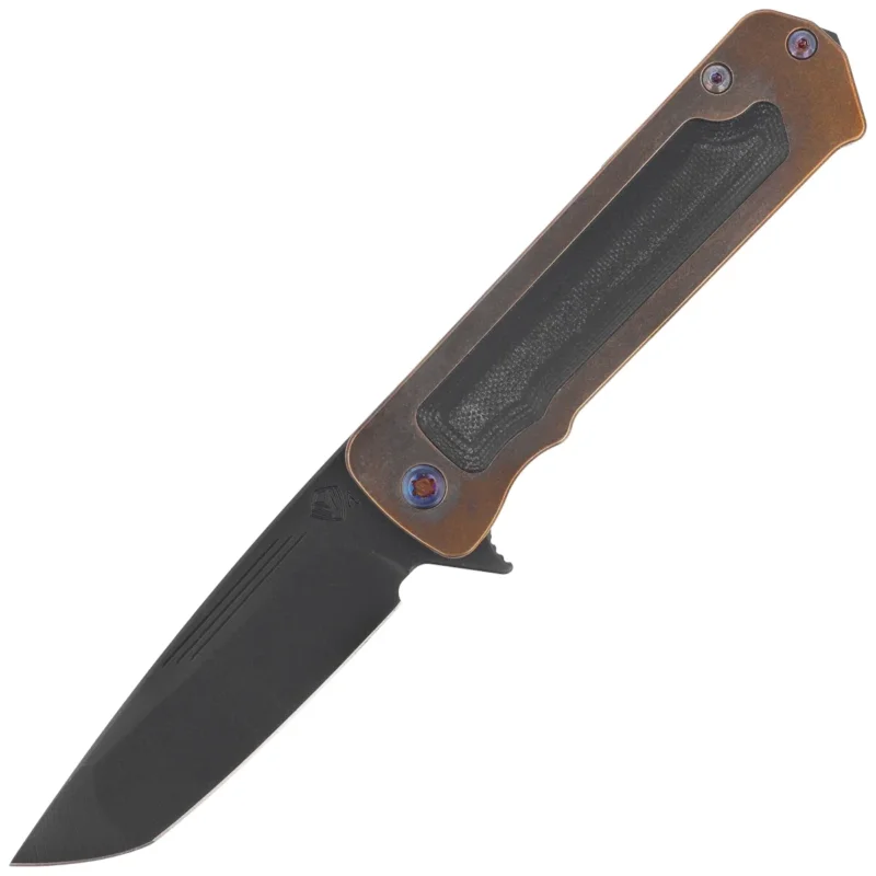 Nóż składany Medford TFF-4 Tanto Bronze Titanium / Black G10, Flm HW, Std Clip, Black DLC S45VN by Greg Medford (MK1404PT-36A1-TFCP-BP) Bezpieczne zakupy