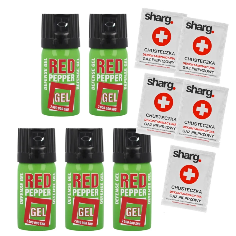Taniej Gaz pieprzowy Sharg Defence Green Gel 2mln SHU Zestaw 5x i Chusteczka Dekontaminacyjna 5x, Cone 40ml (10040-C)