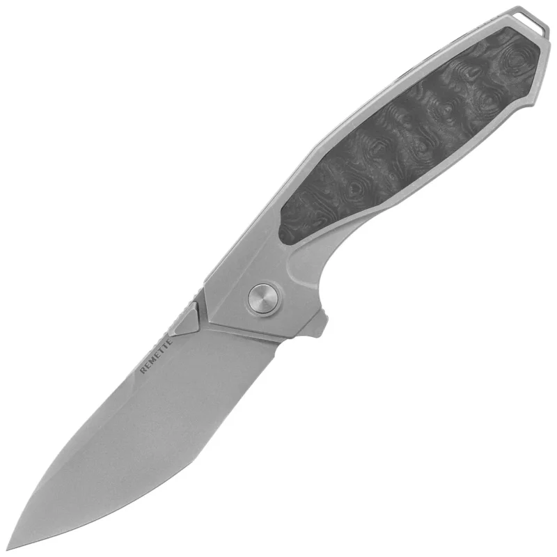 Do wyczerpania zapasów Nóż składany Remette Kingfisher Titanium/Carbon Fiber, Hand Grinding M390 (RTKF4)