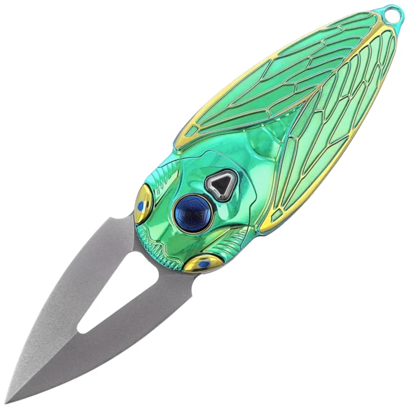 Nóż składany Rike Knife RK Cicada-GG Green / Gold Titanium, Bead Blasted M390 Oferta