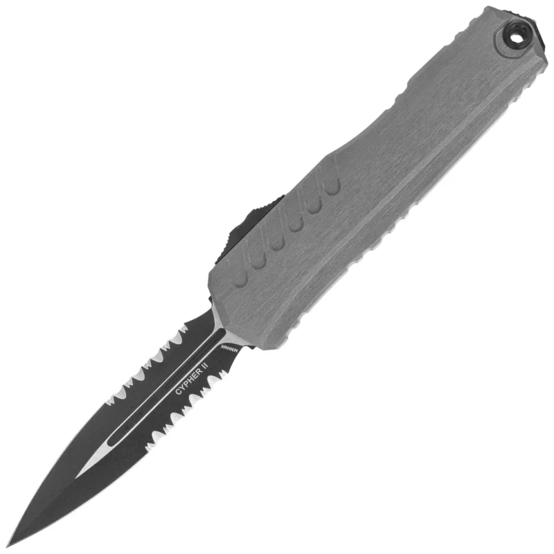 Microtech Cypher II D/E OTF Knife Natural Clear Aluminum, Black P/S M390MK by Deryk Munroe and Tony Marfione (1242-2NC) Kup teraz