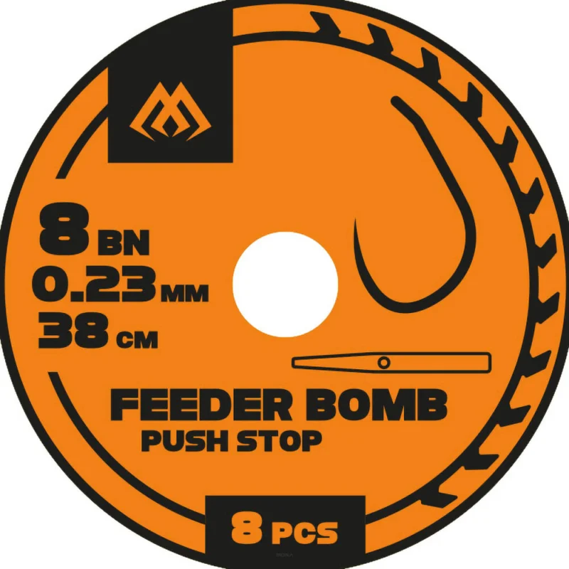 Darmowy zwrot Przypony Mikado Feeder Bomb Z Push Stopem Bezzadziorowe - 10/0.20mm/38cm