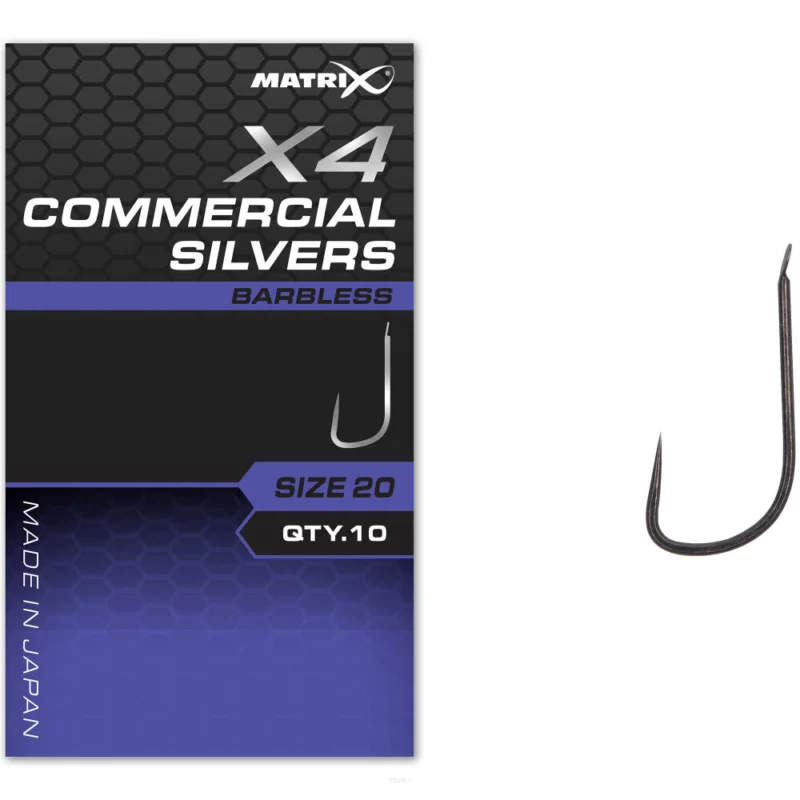 Oferta limitowana Haczyki Matrix X4 Commercial Silvers Barbless - 20