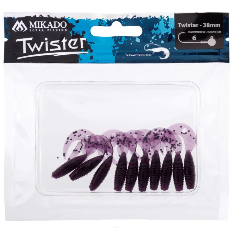 Przynęta Mikado Twister 38mm - Grape Op.10szt Ostatnia szansa