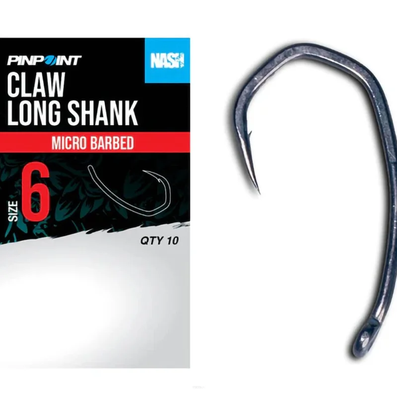 Wysoka jakość Haczyki Nash Claw Long Shank Barbed - 8