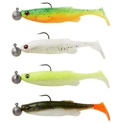 Zestaw uzbrojonych przynęt Savage Gear Fat Minnow T-Tail RTF Sinking Darkwater (4szt.) Rabat