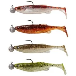 Zestaw uzbrojonych przynęt Savage Gear Fat Minnow T-Tail RTF Sinking Clearwater (4szt.) Hit sprzedaży