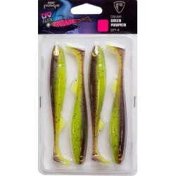 Premium Zestaw przynęt gumowych Fox Rage Slick Shad, UV Green Pumpkin (4szt.)