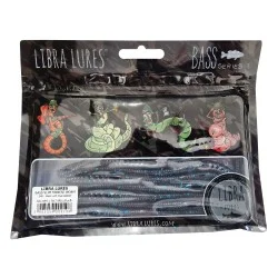 Dostępne od ręki Przynęta gumowa Libra Lures Bass Slim Finnese Worm 14cm, 040 Black With Blue Pepper (8szt.)